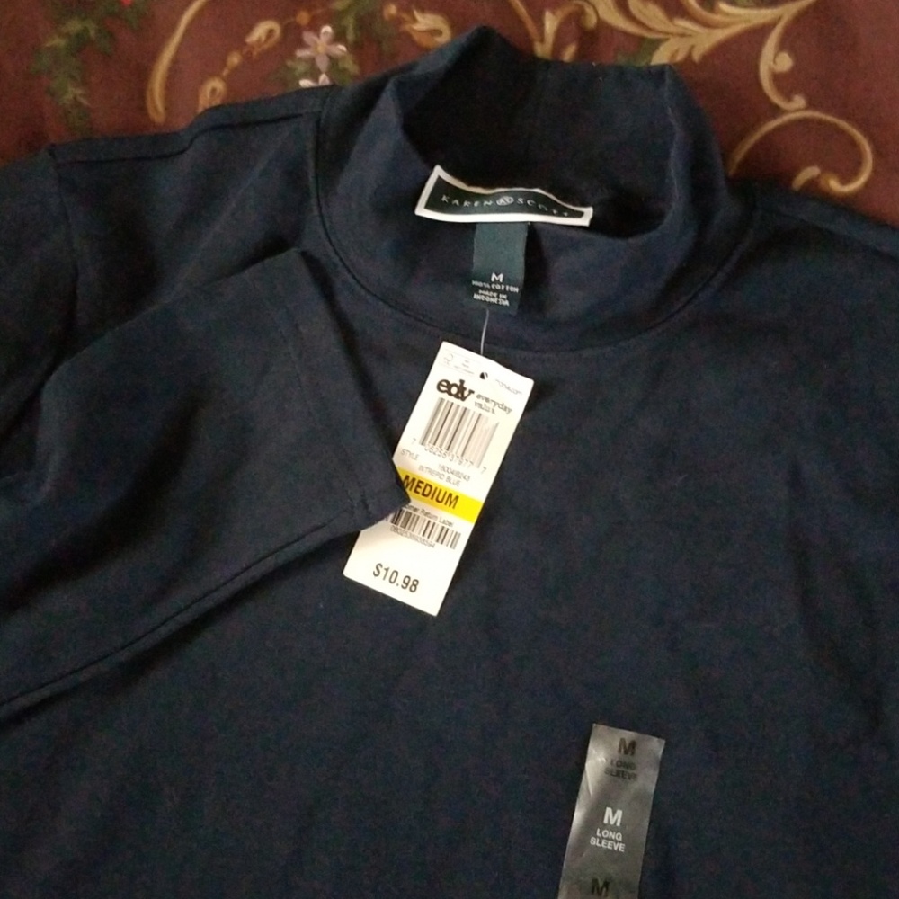 NWT Karen Scott Navy Mock Turtle Neck